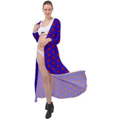 Blue Pattern Red Texture Maxi Chiffon Beach Wrap by Mariart