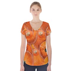 Pumpkin Halloween Fall Thanksgiving Short Sleeve Front Detail Top by Pakrebo