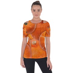 Pumpkin Halloween Fall Thanksgiving Shoulder Cut Out Short Sleeve Top by Pakrebo