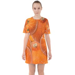 Pumpkin Halloween Fall Thanksgiving Sixties Short Sleeve Mini Dress by Pakrebo