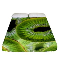 Sliced Kiwi Fruits Green Fitted Sheet (queen Size) by Pakrebo