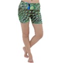 Blue And Green Peacock Lightweight Velour Yoga Shorts View1