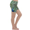 Blue And Green Peacock Lightweight Velour Yoga Shorts View3