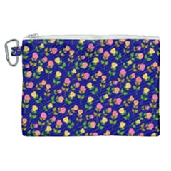 Flowers Roses Blue Canvas Cosmetic Bag (xl) by Bajindul