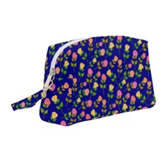 Flowers Roses Blue Wristlet Pouch Bag (medium) by Bajindul