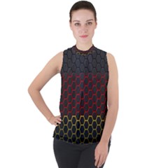 Germany Flag Hexagon Mock Neck Chiffon Sleeveless Top by HermanTelo