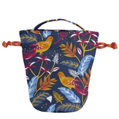 Colorful Birds In Nature Drawstring Bucket Bag by Sobalvarro