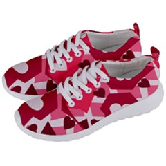 Pink Hearts Pattern Love Shape Men s Lightweight Sports Shoes by Bajindul