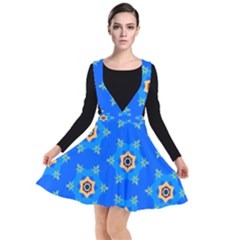 Pattern Backgrounds Blue Star Plunge Pinafore Dress by HermanTelo