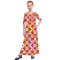 Hexagon Polygon Colorful Prismatic Kids  Quarter Sleeve Maxi Dress by HermanTelo