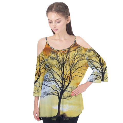 Branches Dawn Dusk Fall Flutter Tees by Pakrebo