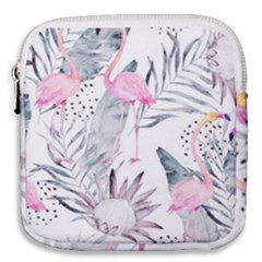 Tropical Flamingos Mini Square Pouch by Sobalvarro