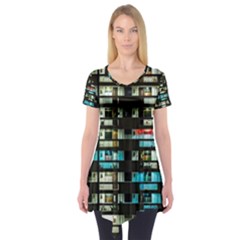 Architectural Design Architecture Building Cityscape Short Sleeve Tunic  by Pakrebo