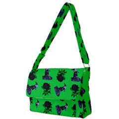 Gothic Girl Rose Green Pattern Full Print Messenger Bag by snowwhitegirl