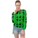 Gothic Girl Rose Green Pattern Banded Bottom Chiffon Top View1