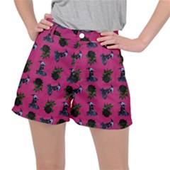 Gothic Girl Rose Pink Pattern Ripstop Shorts by snowwhitegirl