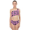 Gothic Girl Rose Light Pink Pattern Spliced Up Two Piece Swimsuit View1