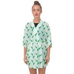 Green Parrot Pattern Half Sleeve Chiffon Kimono by snowwhitegirl