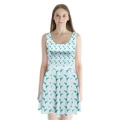 Blue Parrot Pattern Split Back Mini Dress  by snowwhitegirl