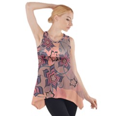 Flowers Orange Purple Warm Side Drop Tank Tunic by Bajindul