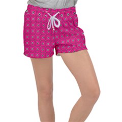 Pink Pattern Squares Women s Velour Lounge Shorts by HermanTelo