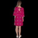 Pink Pattern Squares Velour Kimono Dress View4