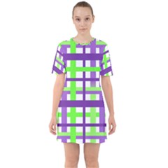 Plaid Waffle Gingham Sixties Short Sleeve Mini Dress by HermanTelo