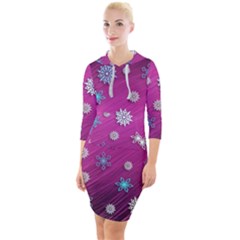 Snowflakes Winter Christmas Purple Quarter Sleeve Hood Bodycon Dress by HermanTelo