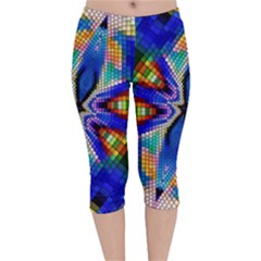 Art Kaleidoscope Meditation Mosaic Velvet Capri Leggings  by Wegoenart