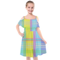 Easter Background Easter Plaid Kids  Cut Out Shoulders Chiffon Dress by Simbadda