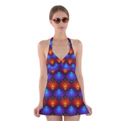 Background Colorful Abstract Halter Dress Swimsuit  by Simbadda