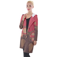 Background Tribal Ethnic Red Brown Hooded Pocket Cardigan by Simbadda