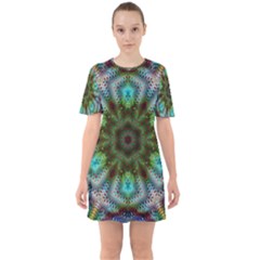 Art Background Flames Sixties Short Sleeve Mini Dress by Simbadda