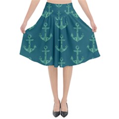 Mermaid Anchors Flared Midi Skirt by VeataAtticus