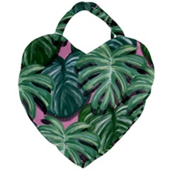 Painting Leaves Tropical Jungle Giant Heart Shaped Tote by Simbadda