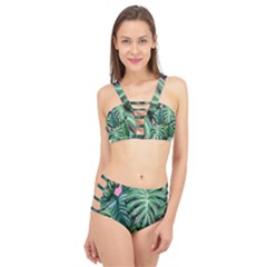 Painting Leaves Tropical Jungle Cage Up Bikini Set by Simbadda