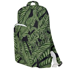 Leaves Black Background Pattern Double Compartment Backpack by Simbadda