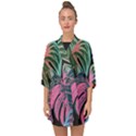 Leaves Tropical Jungle Pattern Half Sleeve Chiffon Kimono View1