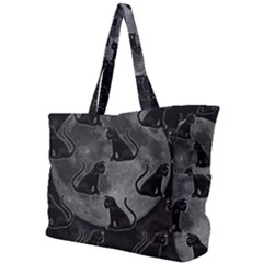 Black Cat Full Moon Simple Shoulder Bag by bloomingvinedesign