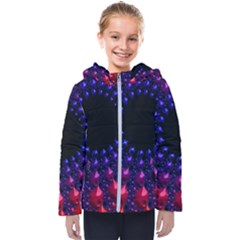 Red Purple 3d Fractals                 Kids  Hooded Puffer Jacket by LalyLauraFLM