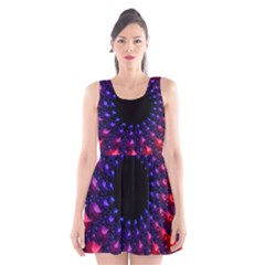 Red Purple 3d Fractals                  Scoop Neck Skater Dress by LalyLauraFLM