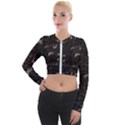 Cats Pattern Long Sleeve Cropped Velvet Jacket View1