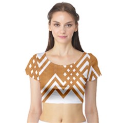 Wood Zigzag Texture Short Sleeve Crop Top by Bajindul