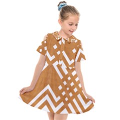 Wood Zigzag Texture Kids  Short Sleeve Shirt Dress by Bajindul