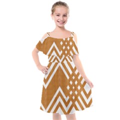 Wood Zigzag Texture Kids  Cut Out Shoulders Chiffon Dress by Bajindul