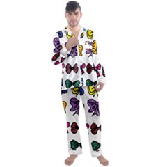 Bows Cartoon Ribbon Men s Satin Pajamas Long Pants Set by Bajindul