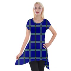 Background Pattern Design Geometric Short Sleeve Side Drop Tunic by Sudhe