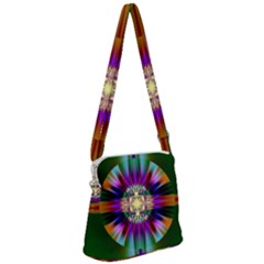 Abstract Art Fractal Creative Green Zipper Messenger Bag by Sudhe