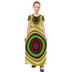 Digital Art Background Yellow Red Kids  Short Sleeve Maxi Dress by Sudhe