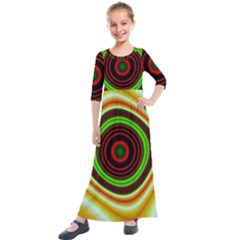 Digital Art Background Yellow Red Kids  Quarter Sleeve Maxi Dress by Sudhe